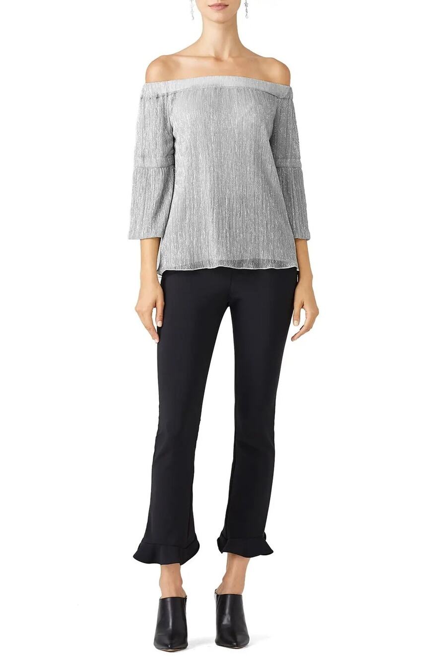Waverly Grey Women's Medium Maddie Off The Shoulder Top Metallic Evening S3-5